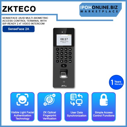ZKTECO SENSEFACE 2A/ID MULTI-BIOMETRIC ACCESS CONTROL TERMINAL WITH SIP-READY 2.4" VIDEO INTERCOM ZKTECO SENSEFACE 2A/ID MULTI-BIOMETRIC ACCESS CONTROL TERMINAL WITH SIP-READY 2.4" VIDEO INTERCOM